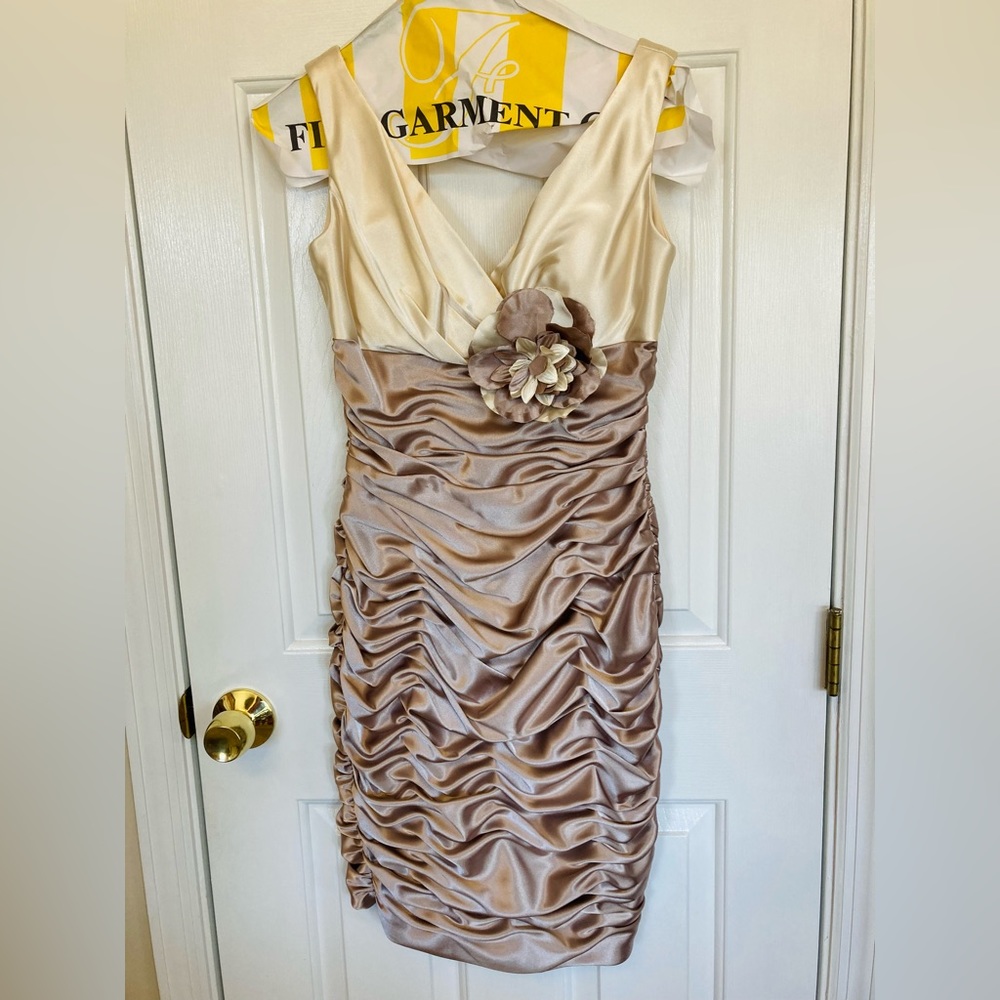 David’s Bridal champagne and ivory cocktail dress, size 4